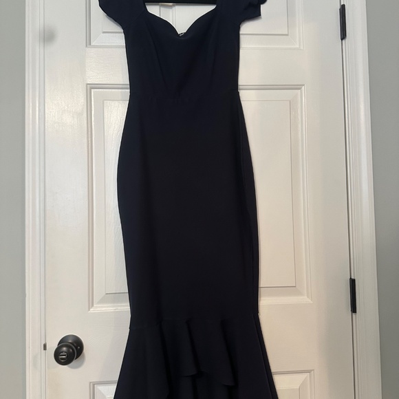 Lulus How Much I Care Midnight Blue Off-the-shoulder Midi Dress - Size S - Picture 2 of 2
